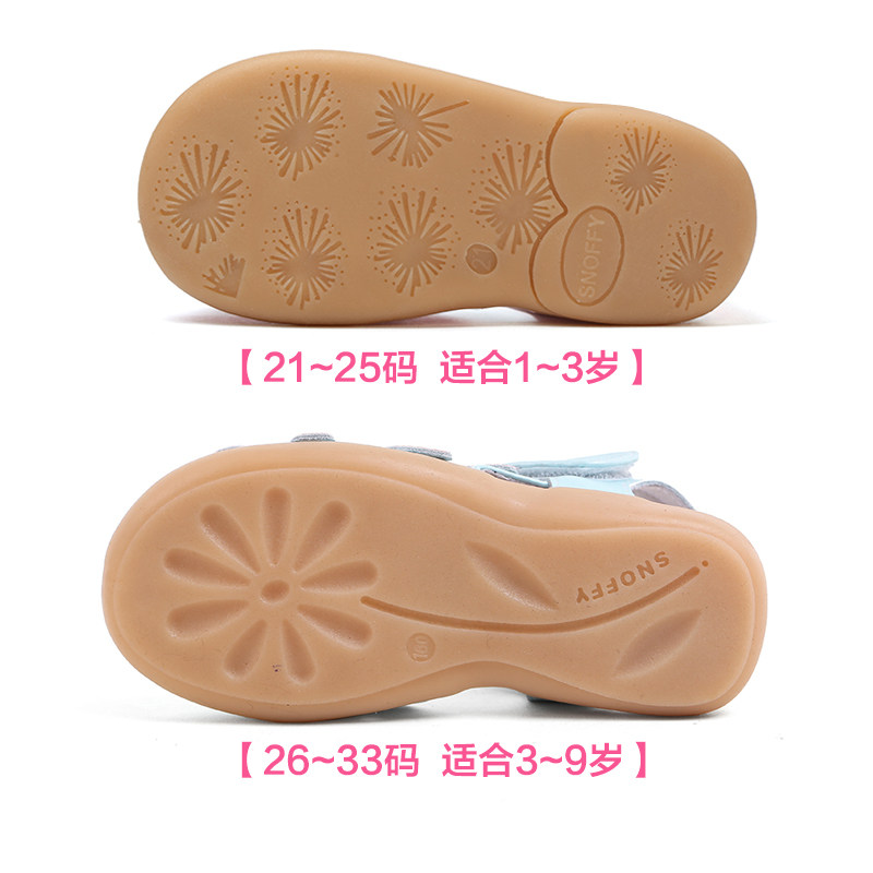 Sandales enfants en cuir de vache fendu SNOFFY Baotou creux pour été - semelle caoutchouc antidérapant - Ref 1053411 Image 5