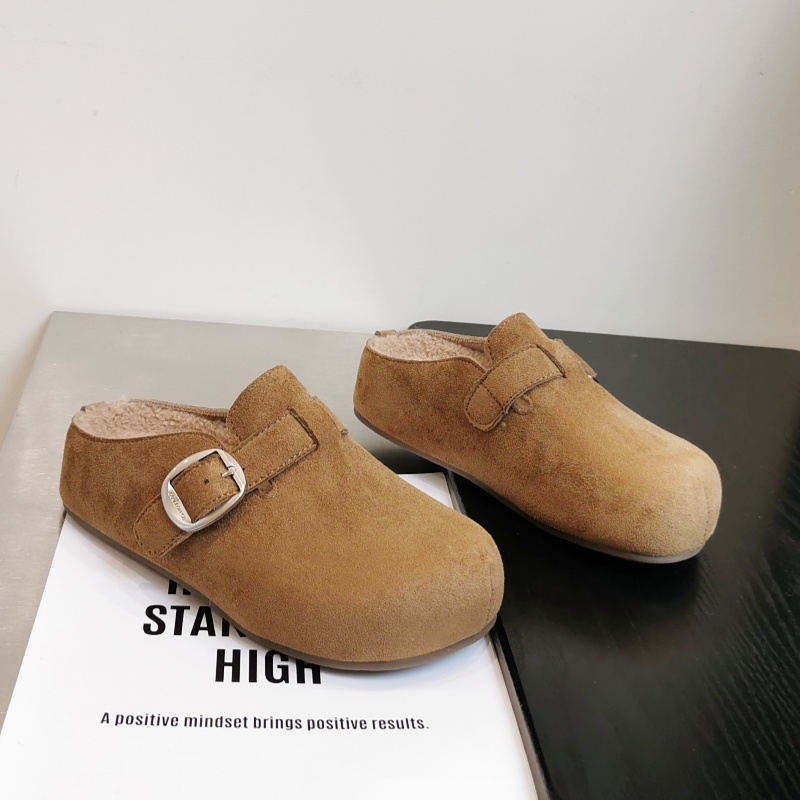 加绒勃肯鞋一脚蹬懒人厚底包头拖