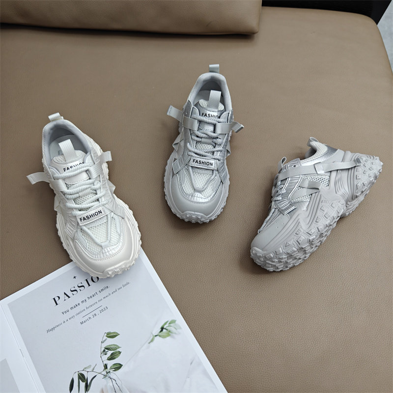 厚底小众老爹鞋女2026新款超轻便网面透气舒适百搭时尚休闲运动鞋