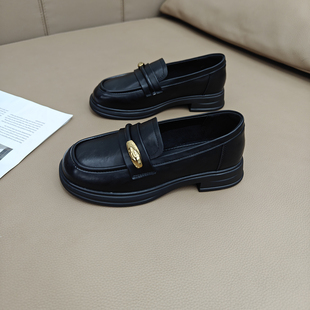 厚底增高小皮鞋女2025新款软皮女鞋百搭jk单鞋英伦风黑色乐福鞋子