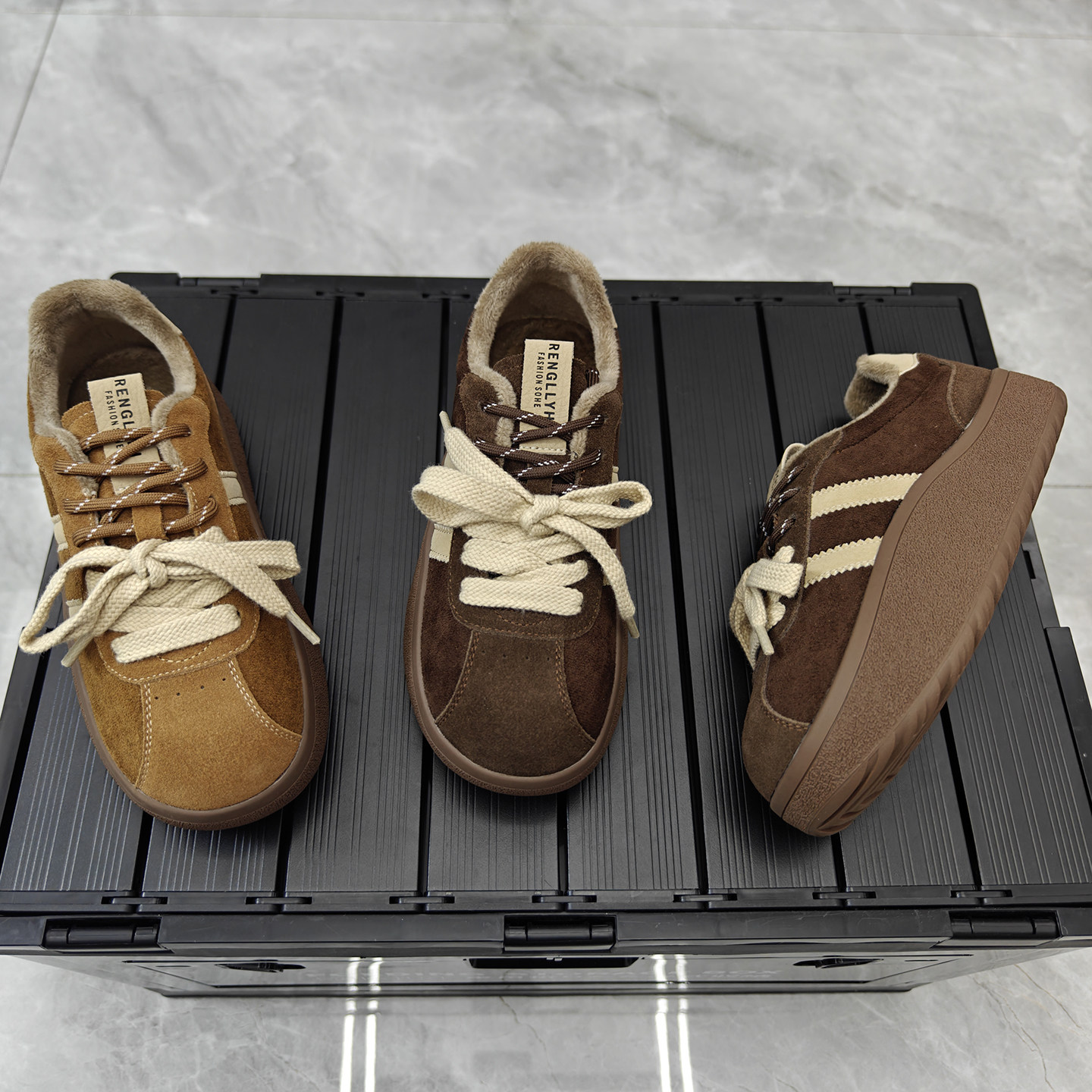 厚底港风真皮双鞋带摇摇德训鞋女2025冬季加绒复古时尚休闲板鞋女