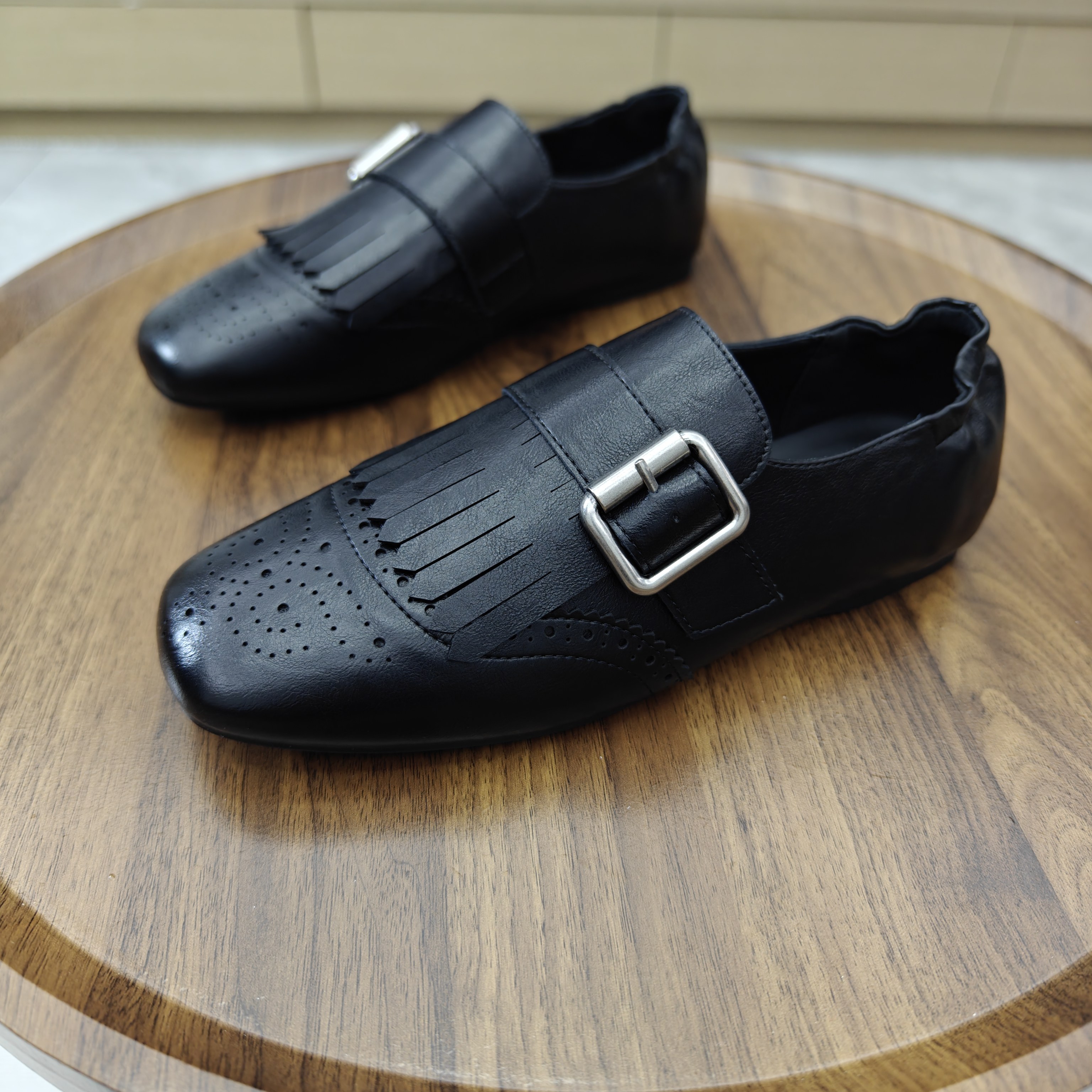 复古布洛克方头乐福单鞋女2026新款流苏百搭黑色皮带扣流苏小皮鞋,女鞋,乐福鞋（豆豆鞋）,淘宝优惠券,粉丝福利购,淘宝优惠卷