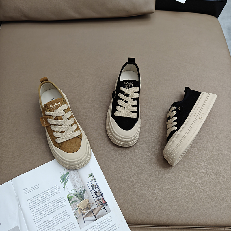 韩版复古真皮饼干鞋休闲增高板鞋