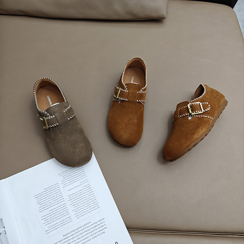 真皮勃肯鞋一脚蹬魔术贴休闲鞋女