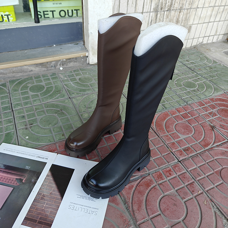 厚底长筒靴高筒骑士靴不过膝长靴