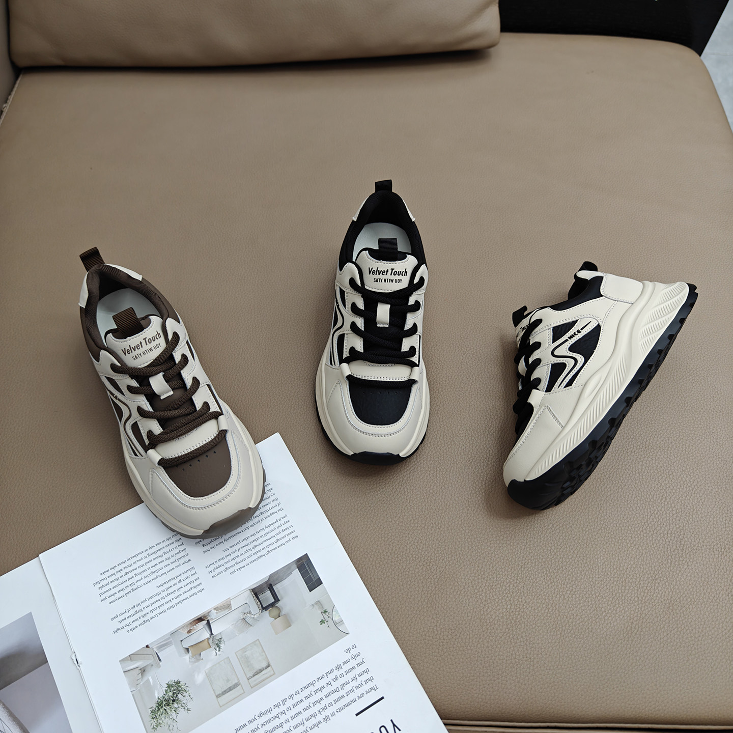 拼色显脚小老爹鞋女ins潮2026新款厚底百搭阿甘鞋轻便运动休闲鞋