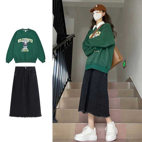 vintage加绒加厚大码卫衣欧美风