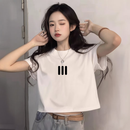 胖mm大码短款独特超好看T恤女ins