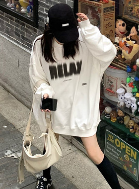 cec超火炸街甜酷风卫衣女2021新款宽松oversize韩版无帽上衣ins潮