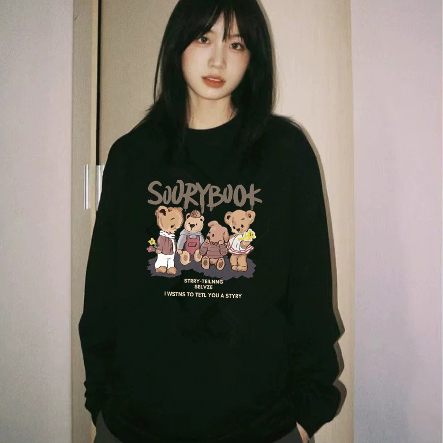 早秋圆领女宽松长袖打底衫叠穿t恤ins潮慵懒松弛感小个子港风上衣