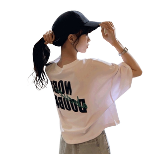大码ulzzang短袖T恤宽松设计感小众轻熟百搭韩风chic短款上衣女夏