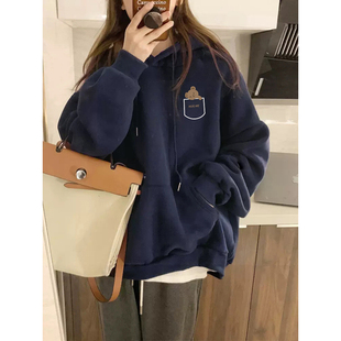 大码 港味情侣卫衣女欧美hiphop外套ins潮牌加绒秋冬宽松连帽上衣