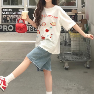 超好看独特漂亮上衣ins t恤女纯棉韩系穿搭慵懒松弛感半袖 大码 短袖
