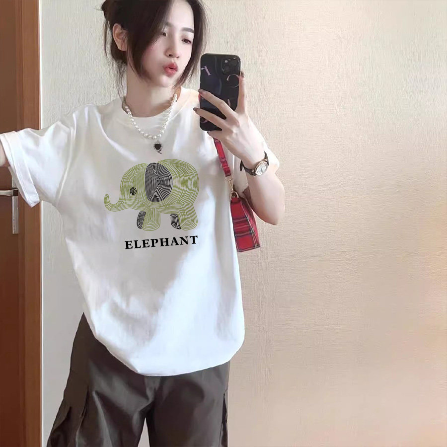 胖mm国潮复古纯棉短袖欧美大码T恤女白色chic上衣服ins奶系港风bf