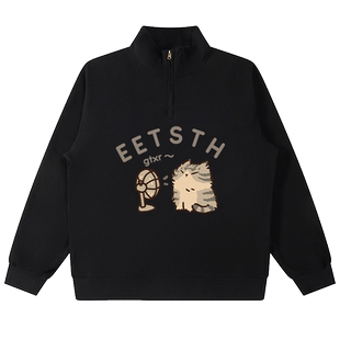 美式hiphop卫衣薄款大码外套女秋Polo领潮ins冷淡系独特别致上衣