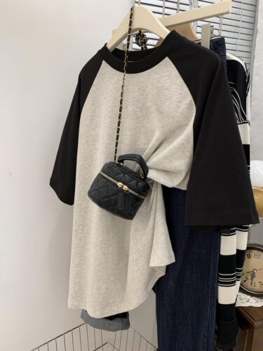 复古T恤女慵懒风短袖插肩袖