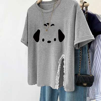 超火cec减龄超好看的开叉短袖T恤