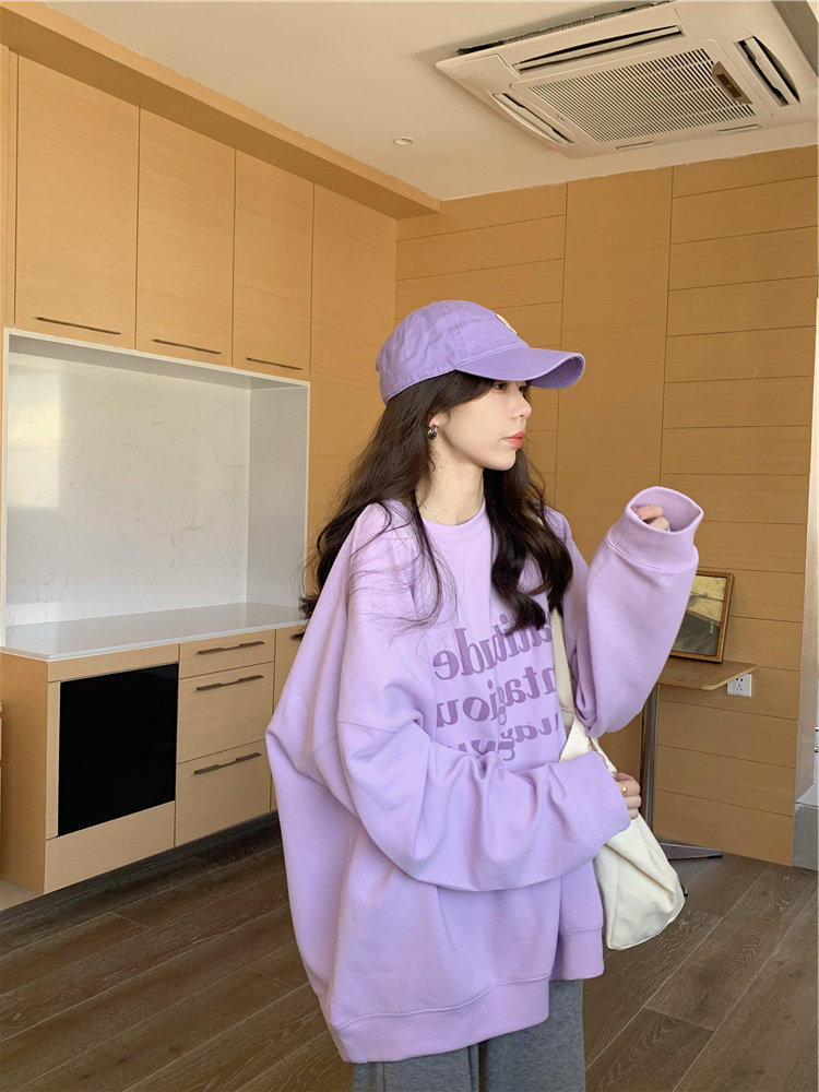 港风chic加绒卫衣大码胖mm小众