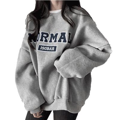 灰色加绒加厚小个子卫衣oversize