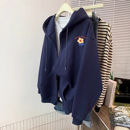 vintage初冬外套开衫连帽卫衣女