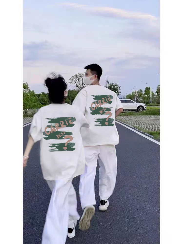 短袖美式复古情侣纯棉t恤女