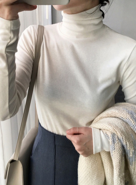 超火cec白色德绒打底衫女冬ins潮高领内搭大码保暖女人味上衣洋气