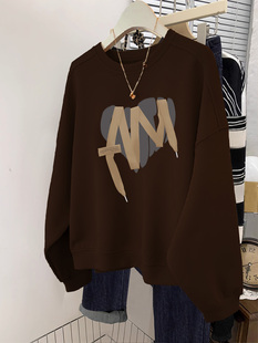 秋冬美拉德穿搭圆领大码 上衣 卫衣女hiphop复古风显瘦潮牌ins长袖