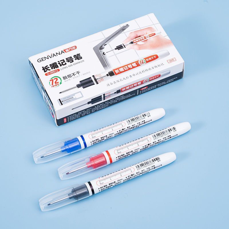 瓷砖地砖长头记号笔油性防水耐擦加长头打孔深孔细长记号笔