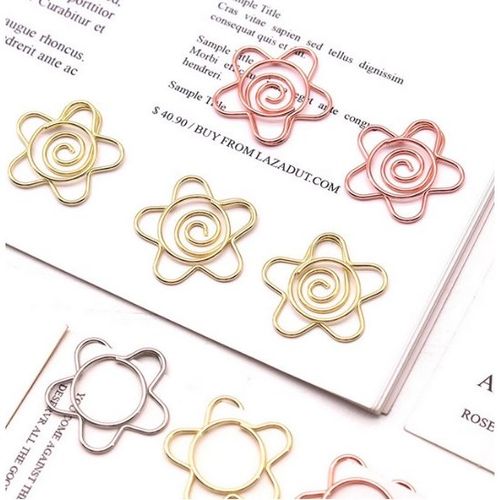 花朵形状回形针属曲别针玫瑰金办公资料文件分类夹别针