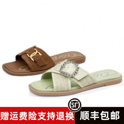 商场同款2025夏方头一字凉拖外穿平底拖鞋TA65313-52 TA65313-53