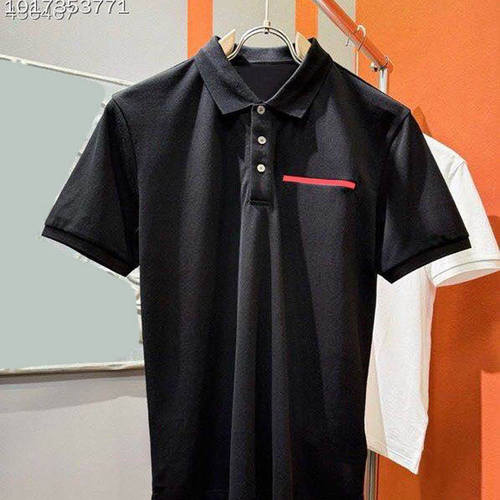 2025春夏季新款中青年男士休闲POLO衫翻领胸前假口袋纽扣商务上衣