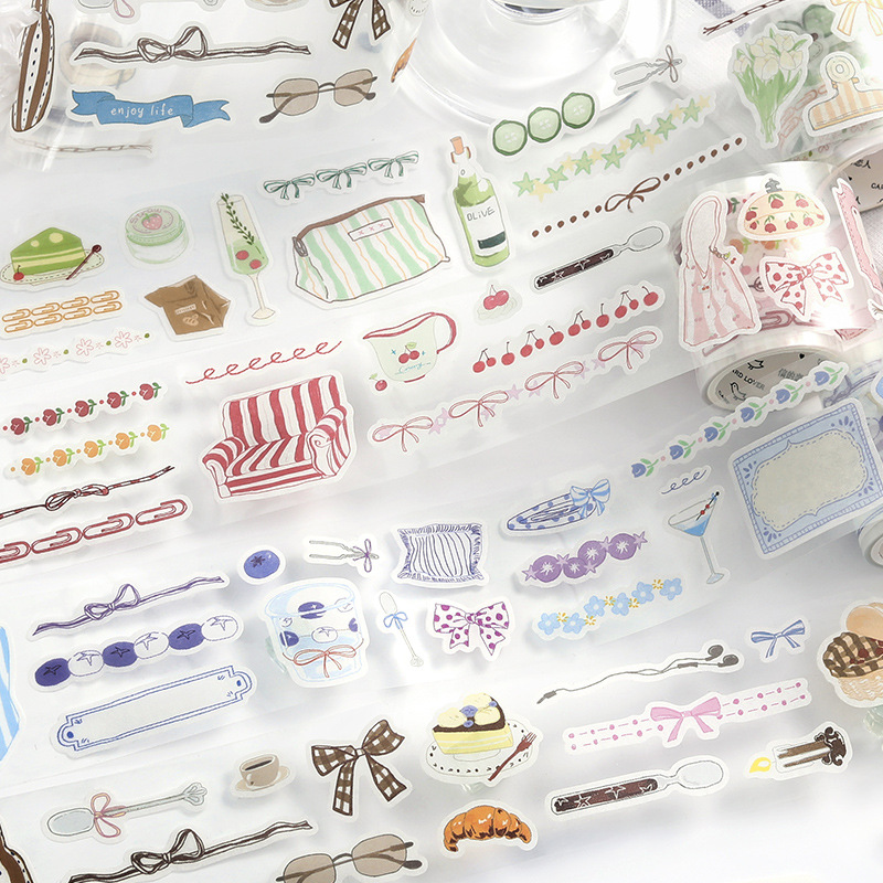 塞纳晚风系列模切和纸胶带 盐系花边糖果边框手帐diy装饰素材贴画