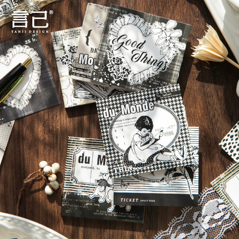 三两茶饭事系列便签本40张入 简约复古边框手帐记事DIY打底素材纸,文具电教/文化用品/商务用品,便签本/便条纸/N次贴,淘宝优惠券,粉丝福利购,淘宝优惠卷