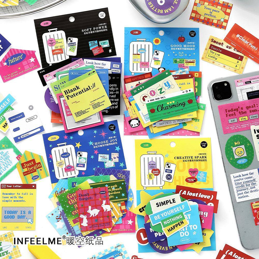 彩虹字素系列不干胶贴纸包韩系ins风多功能行李箱手帐DIY装饰贴画,文具电教/文化用品/商务用品,贴纸/立体贴纸,淘宝优惠券,粉丝福利购,淘宝优惠卷