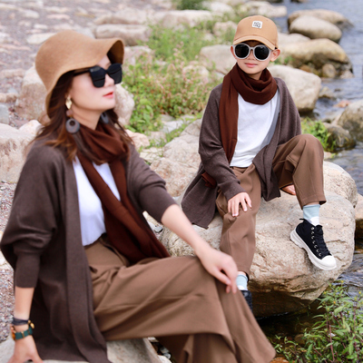 哲思凡针织开衫深咖外套亲子装