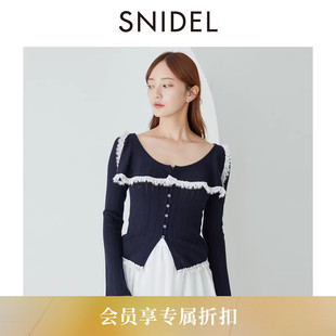 SNIDEL2026春夏新品 水手领蕾丝边长袖 针织衫 上衣SWNT261018 时尚