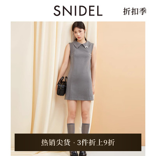 SNIDEL秋冬款 连衣裙SWFO244106 甜美翻领无袖 可拆卸领短款