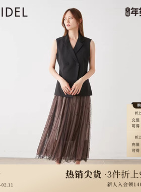 SNIDEL春夏款无袖西装马甲薄纱百褶半身裙套装SWFO232060