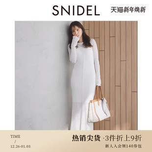 针织连衣裙SWCO251107 修身 SNIDEL2025春夏新品 优雅蕾丝镂空长袖