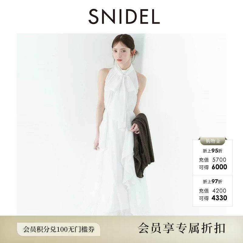 SNIDEL2026秋冬新品蝴蝶结荷叶边立领无袖收腰连衣裙SWFO264430