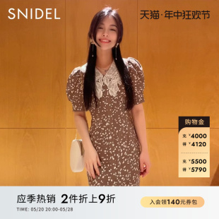 复古蕾丝领碎花系带连衣裙SWFO224276 SNIDEL春夏款 法式