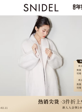 SNIDEL秋冬款气质翻领落肩长款羊毛呢大衣外套SWFC244131