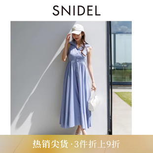 收腰A字衬衫 连衣裙SWFO254018 气质翻领无袖 SNIDEL2025秋冬新品