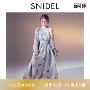 印花连衣裙两件套SWNO255090 无袖 SNIDEL2025秋冬新品 优雅针织开衫