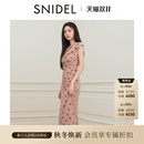 SNIDEL2025秋冬新品 连衣裙SWFO254132 甜美气质荡领斜肩印花短袖