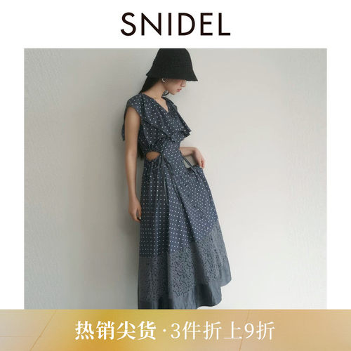 SNIDEL波点荷叶边连衣裙