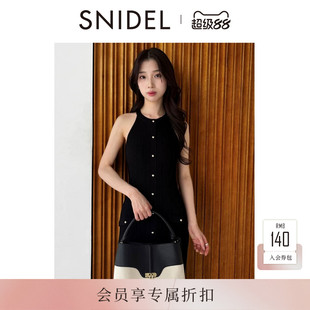 SNIDEL2026秋冬新品气质纯色小纽扣挂脖无袖针织连衣裙SWNO264017