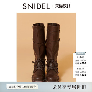 SNIDEL2026秋冬新品时尚金属扣系带圆头长筒靴女鞋SWGS264620