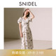 SNIDEL2025秋冬新品 收腰蝴蝶结印花连衣裙SWFO254025 优雅V领短袖
