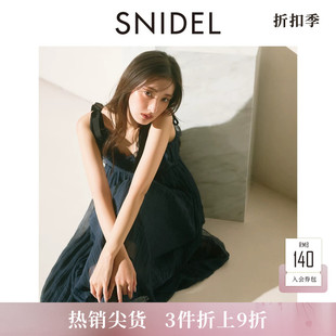 SNIDEL2025秋冬新品气质蝴蝶结肩带收腰无袖雪纺连衣裙SWFO254014